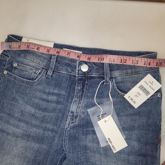 NWT Warp + Weft Melrose Distressed JFK Skinny Jeans Blue Size 27 - Picture 4 of 5